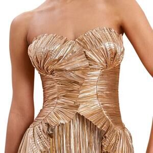 CULT GAIA Women's Charlique Metallic Strapless Minidress Gold 2 NWT